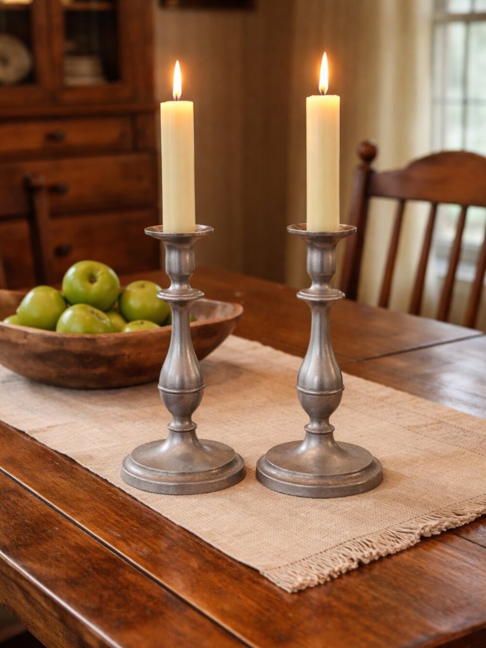 Vintage Wilton RWP‎ Pewter Candlesticks Pair 9" Made USA Colonial Style Weighted